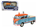 Volkswagen Type 2 (T1) Delivery Service Pickup Truck Blue and Orange 'VW-Kundendienst' 1/24 Diecast Model Car by Motormax