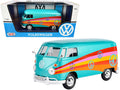 Volkswagen Type 2 (T1) Delivery Van 'Peace' Turquoise Metallic 1/24 Diecast Model Car by Motormax