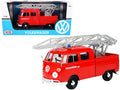 Volkswagen Type 2 (T1) Fire Truck with Aerial Ladder 'Feuerwehr' Red 1/24 Diecast Model Car by Motormax
