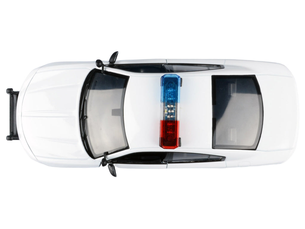 2023 Dodge Charger Pursuit Police Car Unmarked White with Flashing Light Bar Front and Rear Lights and 2 Sounds 'Builder's Kit' 1/24 Diecast Model Car by Motormax