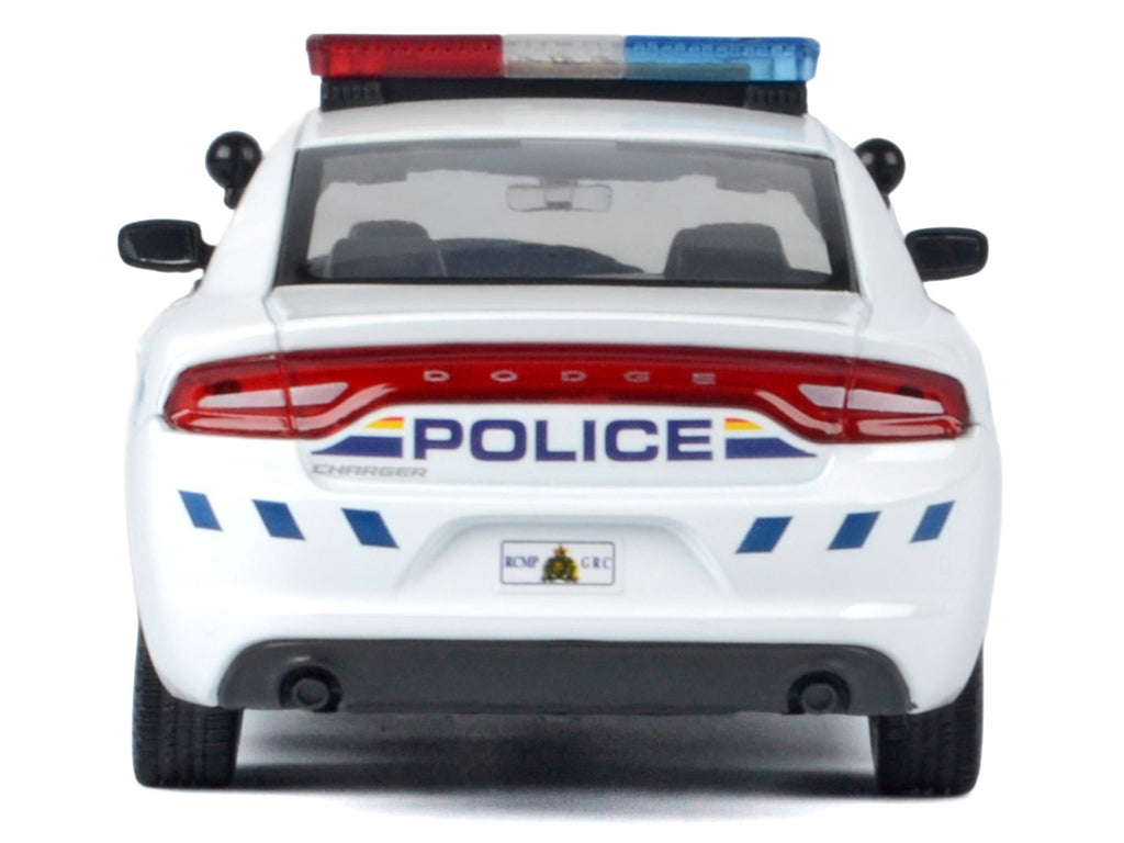 2023 Dodge Charger Pursuit Police Car 'Royal Canadian Mounted Police (RCMP)' White with Flashing Light Bar and Front and Rear Lights and Sound 1/24 Diecast Model Car by Motormax