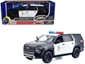 2025 Chevrolet Tahoe PPV 'LAPD (Los Angeles Police Department)' Black and White with Flashing Light Bar and Front and Rear Lights and Sounds 1/24 Diecast Model Car by Motormax
