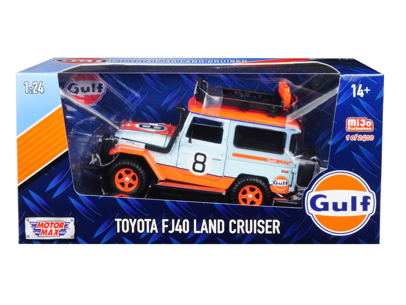 Toyota FJ40 Land Cruiser #8 'Gulf Oil'  White Limited Edition to 2400 pieces Worldwide 1/24 Diecast Model Car by Motormax