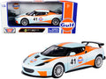 Lotus Evora GT4 #41 'Gulf Oil' Light Blue with White and Orange Stripes 1/24 Diecast Model Car by Motormax