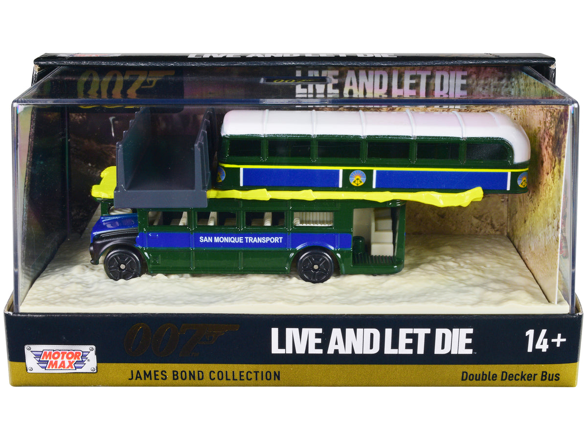Double Decker Bus 'San Monique Transport' 'Hitting Bridge Scene' James Bond 007 'Live and Let Die' (1973) Movie with Display 'James Bond Collection' Series Diecast Model by Motormax