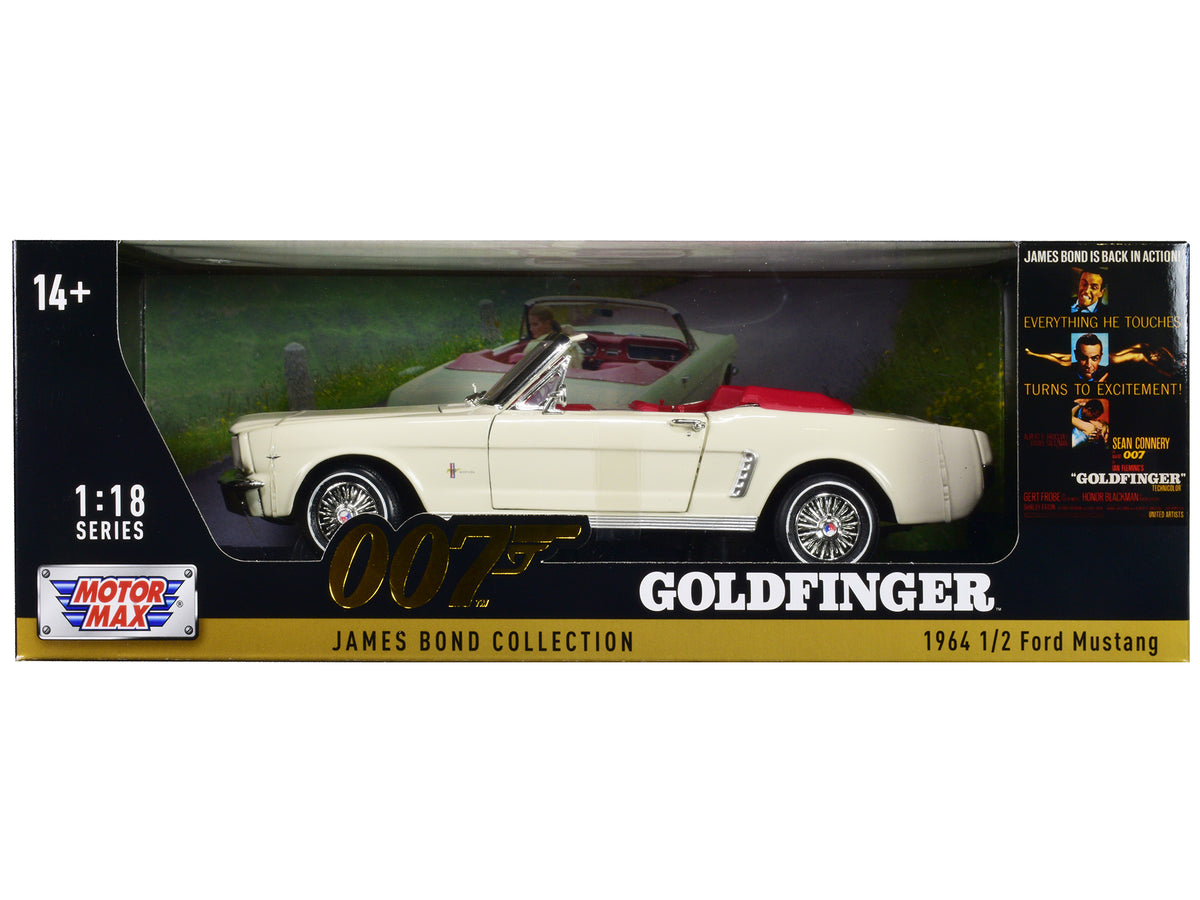1964 1/2 Ford Mustang Convertible White with Red Interior James Bond 007 'Goldfinger' (1964) Movie 'James Bond Collection' Series 1/18 Diecast Model Car by Motormax