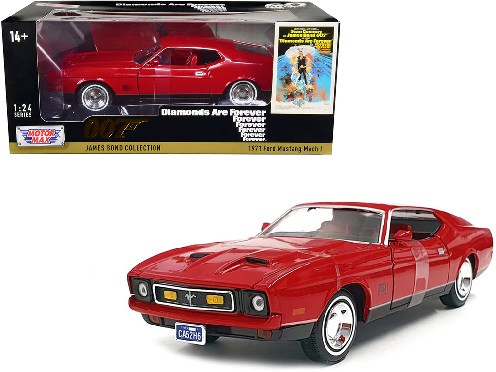 1971 Ford Mustang Mach 1 Red James Bond 007 'Diamonds are Forever' (1971) Movie 'James Bond Collection' Series 1/24 Diecast Model Car by Motormax