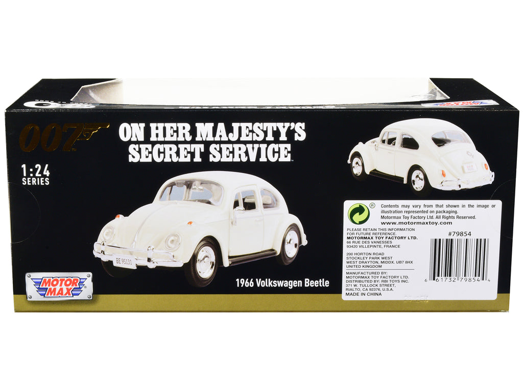 1966 Volkswagen Beetle White James Bond 007 'On Her Majesty's Secret Service' (1969) Movie 'James Bond Collection' Series 1/24 Diecast Model Car by Motormax