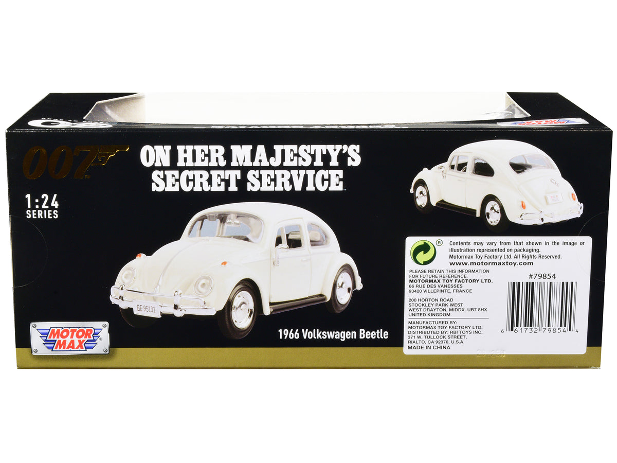 1966 Volkswagen Beetle White James Bond 007 'On Her Majesty's Secret Service' (1969) Movie 'James Bond Collection' Series 1/24 Diecast Model Car by Motormax