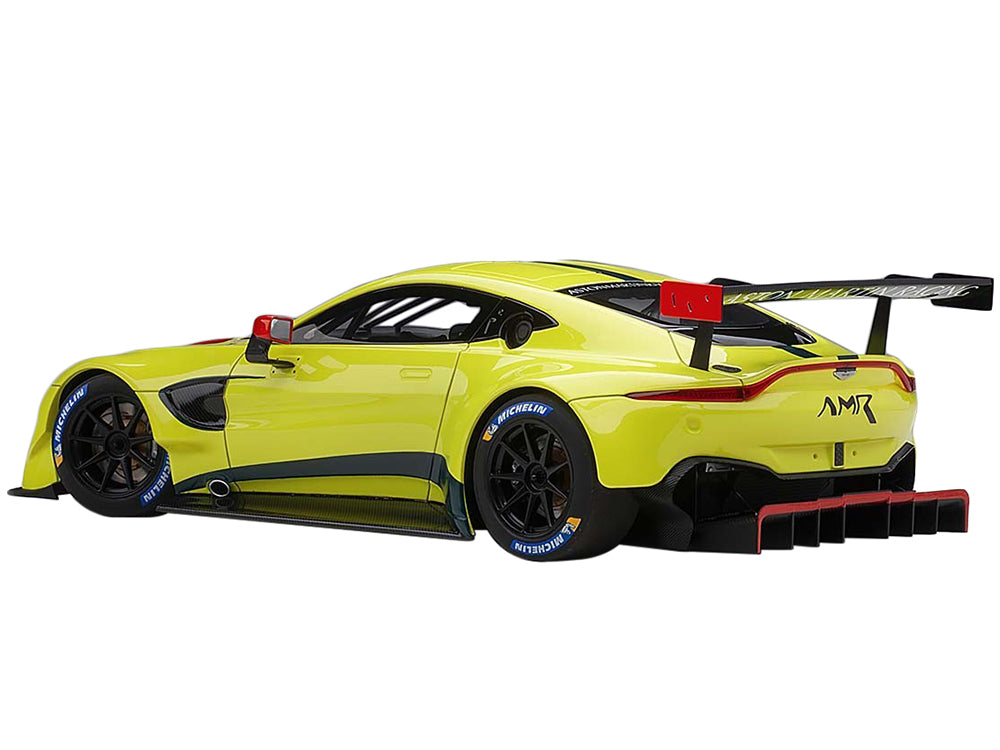 2018 Aston Martin Vantage GTE Le Mans PRO Presentation Car Lemon Green Metallic with Carbon and Red Accents 'Aston Martin Racing' 1/18 Model Car by Autoart