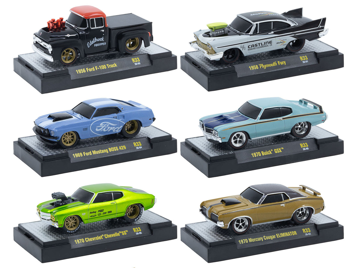 'Ground Pounders' 6 Cars Set Release 33 IN DISPLAY CASES Limited Edition 1/64 Diecast Model Cars by M2 Machines
