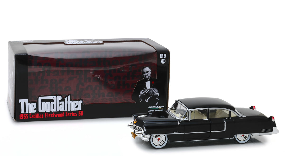 1955 Cadillac Fleetwood Series 60 Black 'The Godfather' (1972) Movie 1/24 Diecast Model Car by Greenlight