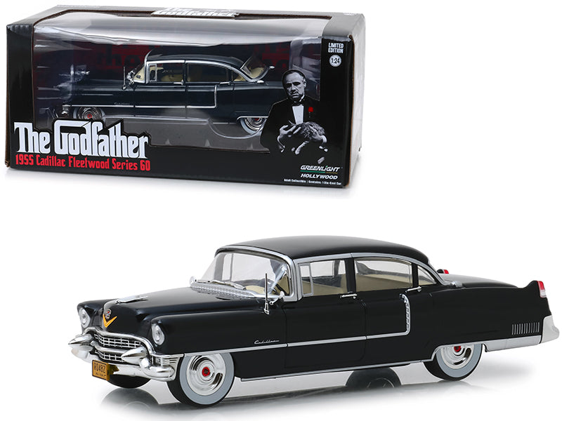1955 Cadillac Fleetwood Series 60 Black 'The Godfather' (1972) Movie 1/24 Diecast Model Car by Greenlight