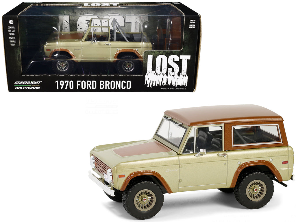 1970 Ford Bronco Gold Metallic with Brown Hood and Top  'Lost' (2004-2010) TV Series 'Hollywood' Series 20 1/24 Diecast Model Car by Greenlight