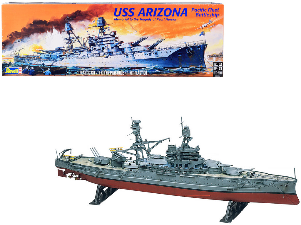 Level 4 Model Kit USS Arizona Pacific Fleet Battleship 'Memorial to the Tragedy of Pearl Harbor' 1/426 Scale Model by Revell