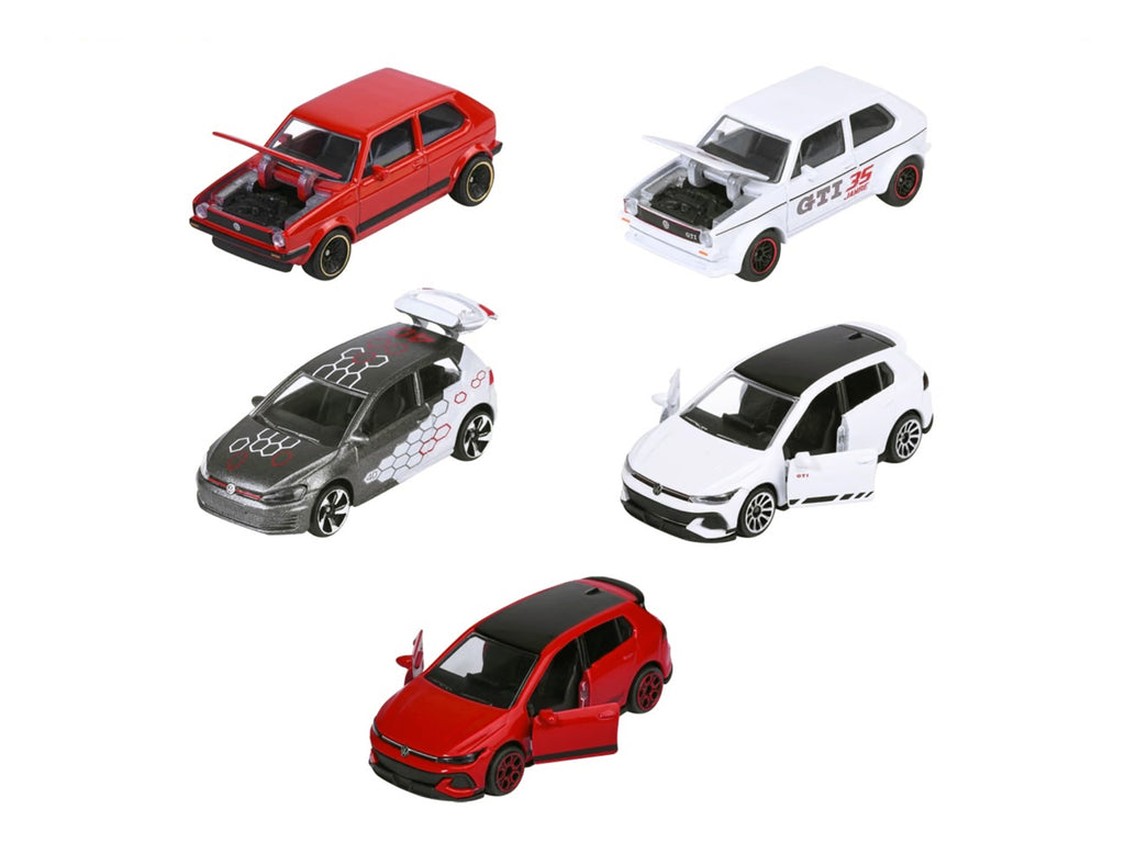 'Volkswagen Gold GTI' 5 Piece Set 1/64 Diecast Model Cars by Majorette