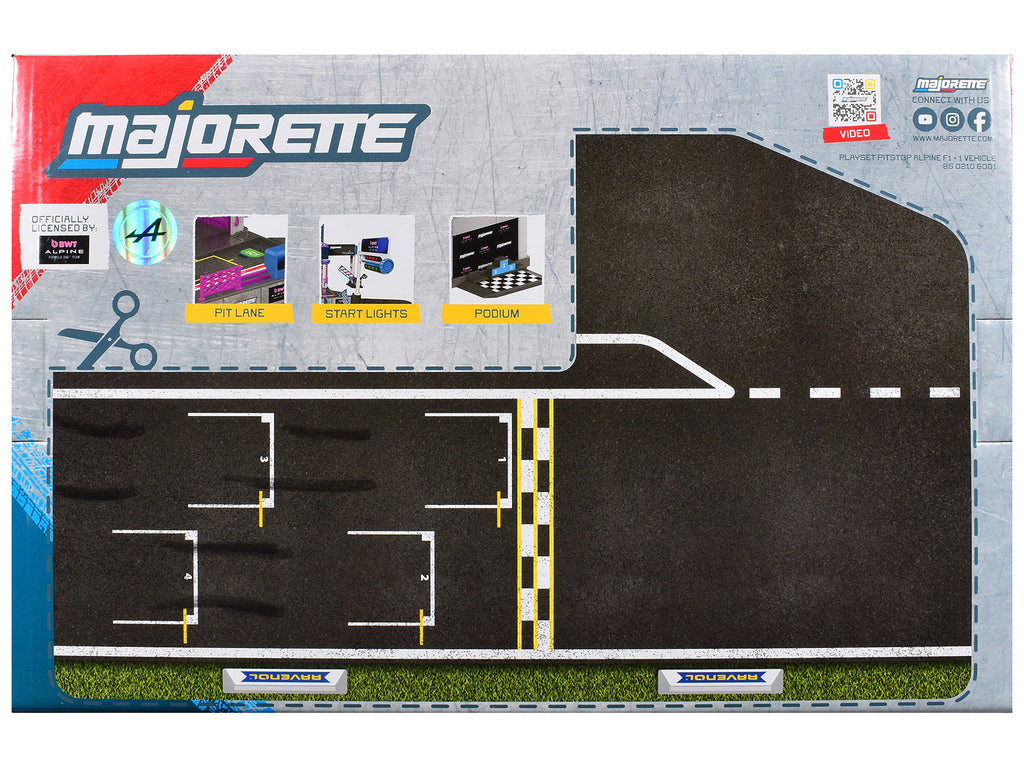 'BWT Alpine Formula One Team' (2025) Pit Stop Playset with Alpine A525 R19 1/64 Diecast Model Car by Majorette