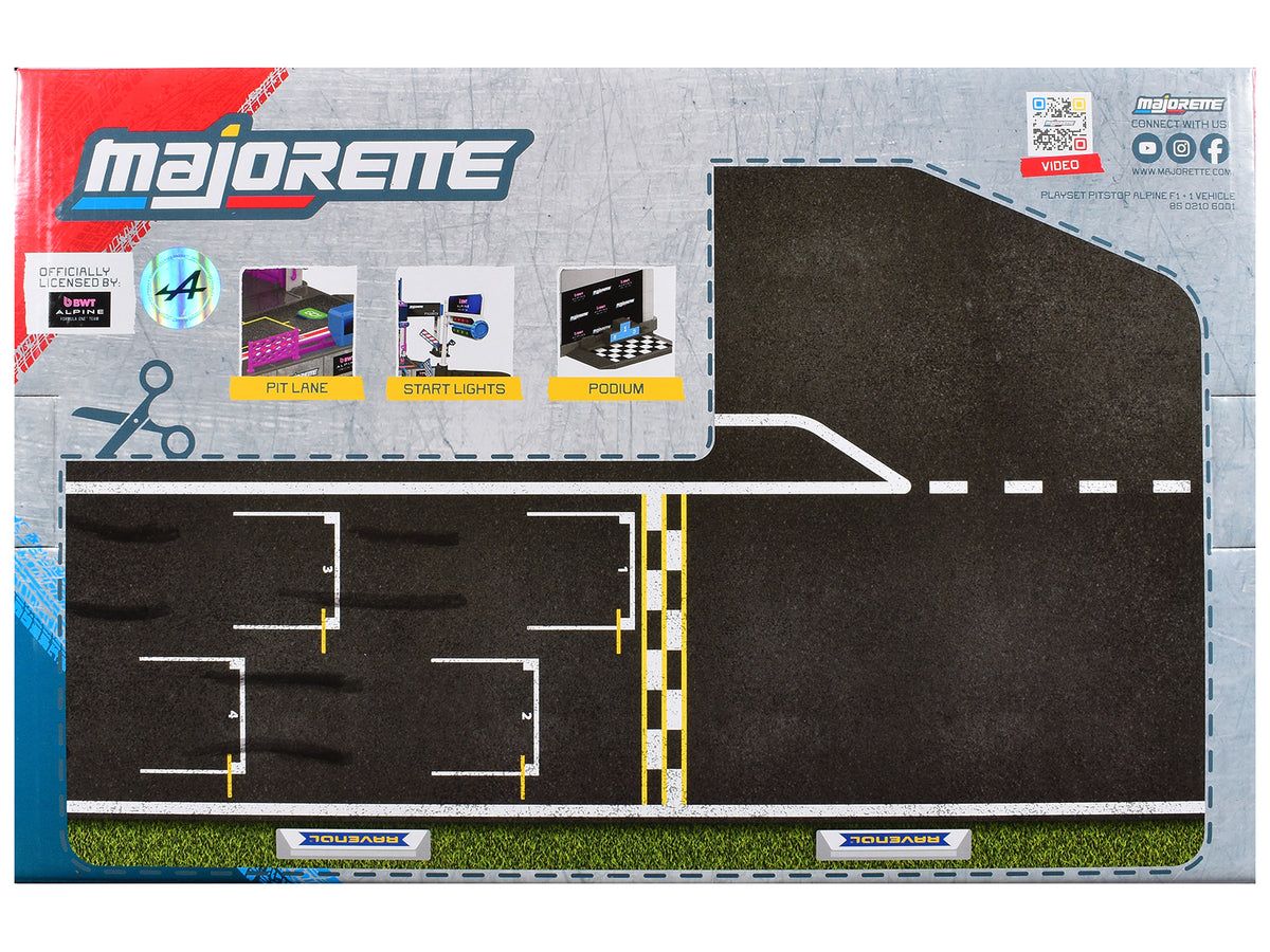 'BWT Alpine Formula One Team' (2025) Pit Stop Playset with Alpine A525 R19 1/64 Diecast Model Car by Majorette