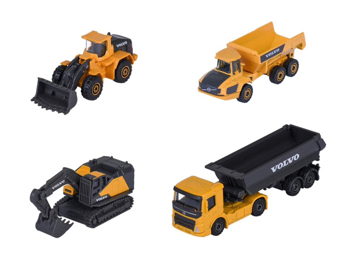 'Volvo Construction' (2026) 4 Piece Set 1/64 Diecast Model Cars by Majorette