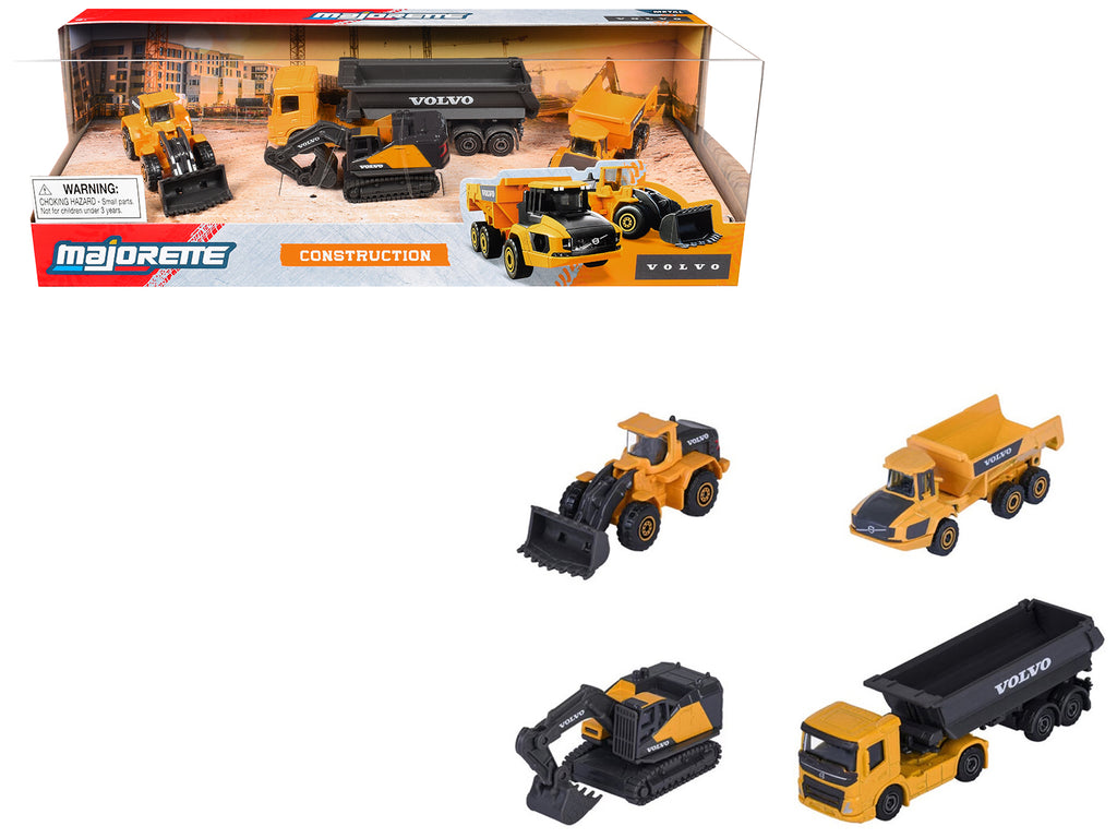 'Volvo Construction' (2026) 4 Piece Set 1/64 Diecast Model Cars by Majorette