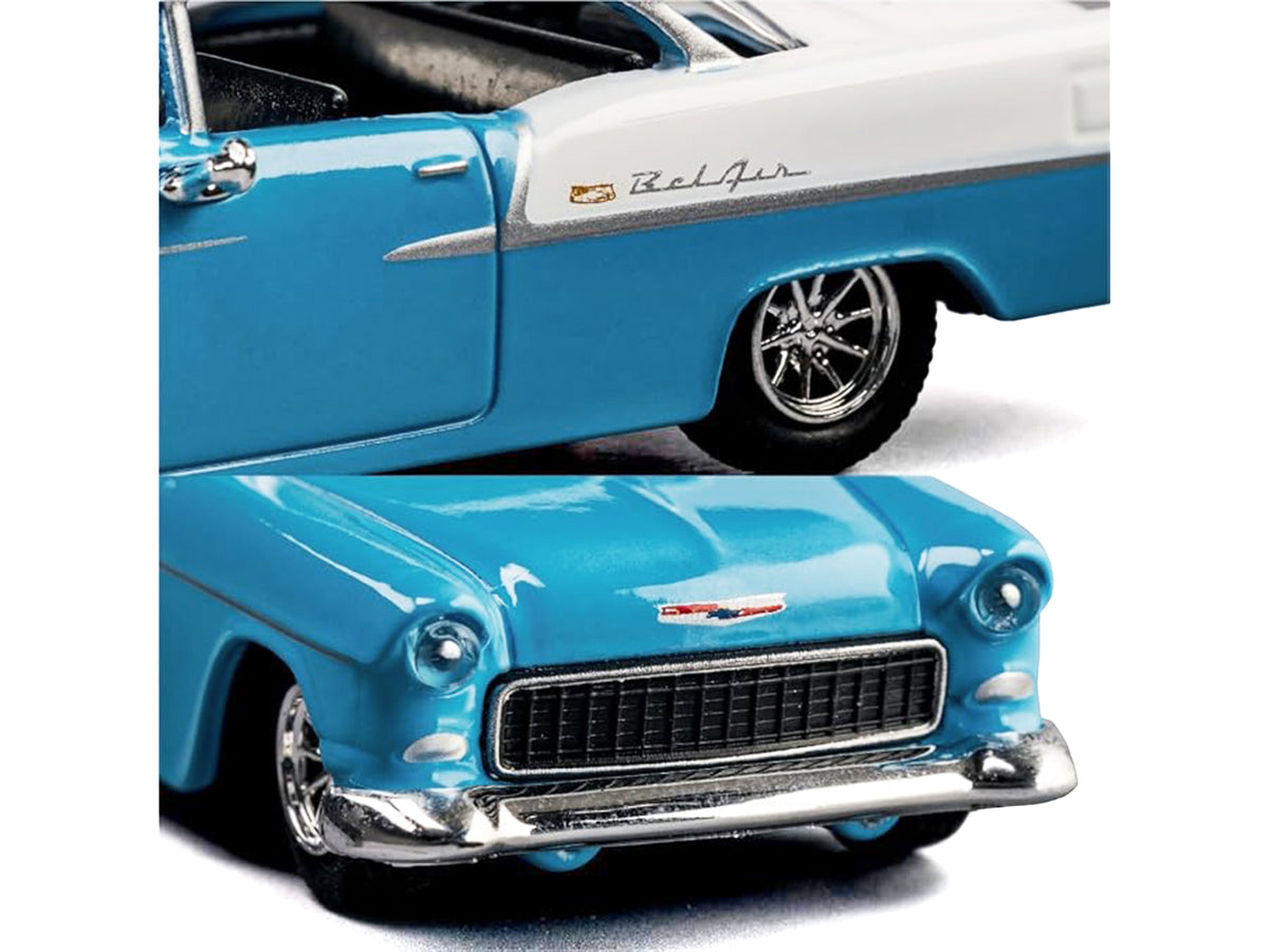 1955 Chevrolet Bel Air Blue and White 'Collection' Series 1/64 Diecast Model Car by Majorette