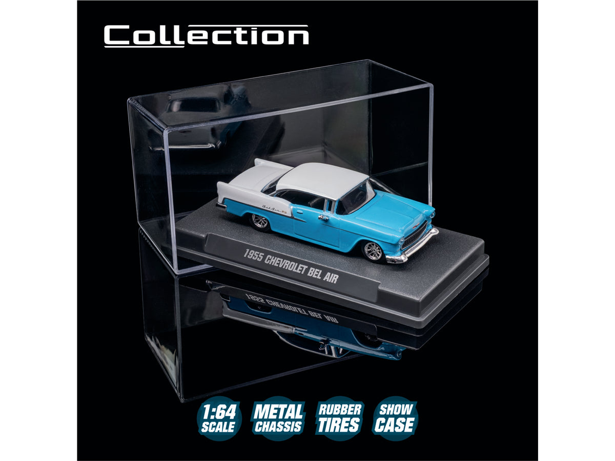 1955 Chevrolet Bel Air Blue and White 'Collection' Series 1/64 Diecast Model Car by Majorette