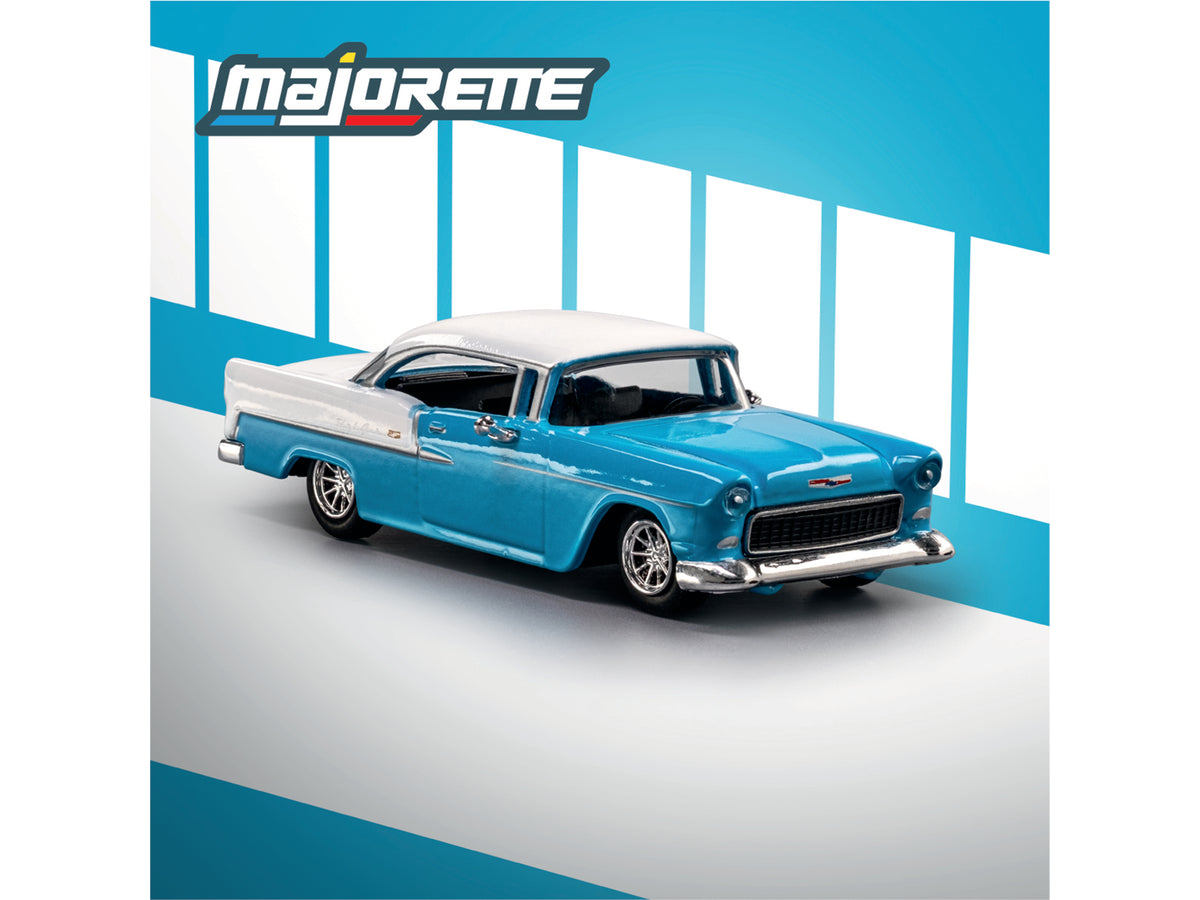 1955 Chevrolet Bel Air Blue and White 'Collection' Series 1/64 Diecast Model Car by Majorette