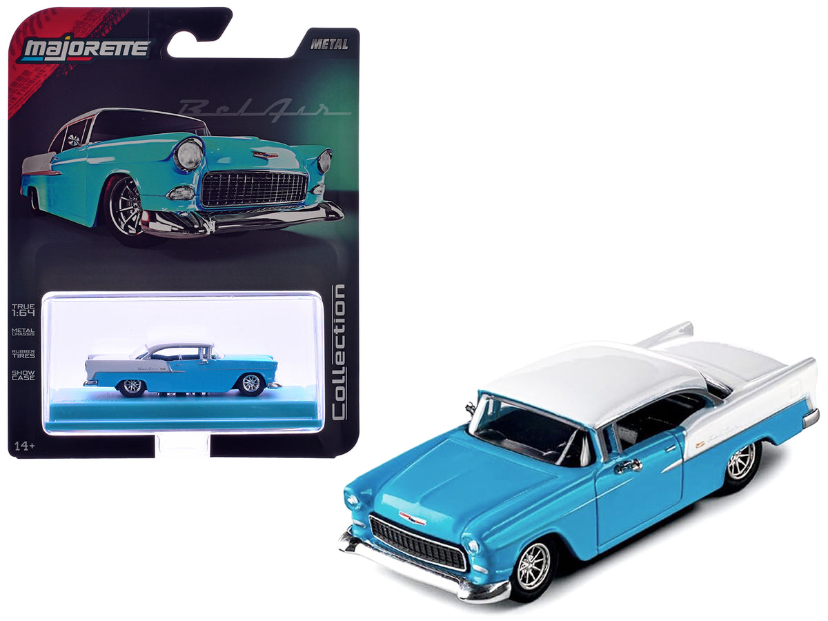 1955 Chevrolet Bel Air Blue and White 'Collection' Series 1/64 Diecast Model Car by Majorette