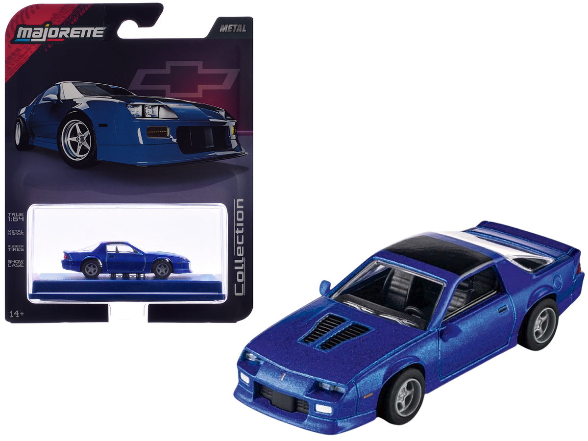 1985 Chevrolet Camaro Blue Metallic with Black Top 'Collection' Series 1/64 Diecast Model Car by Majorette