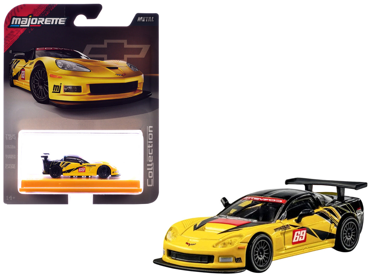 2005 Chevrolet Corvette C6R #69 Yellow and Black 'Collection' Series 1/64 Diecast Model Car by Majorette