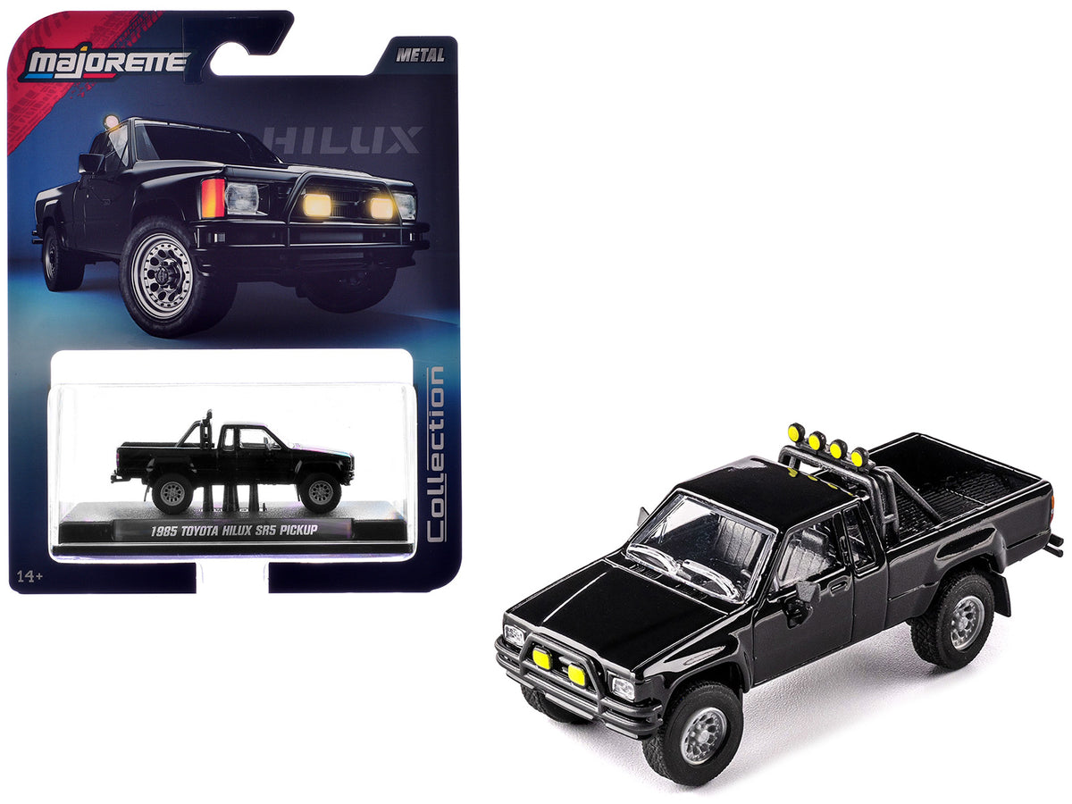 1985 Toyota Hilux SR5 Pickup Truck Black 'Collection' Series 1/64 Diecast Model Car by Majorette