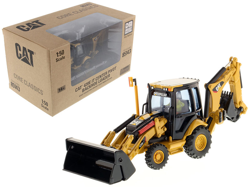 CAT Caterpillar 420E Center Pivot Backhoe Loader with Working Tools with Operator 'Core Classics Series' 1/50 Diecast Model by Diecast Masters