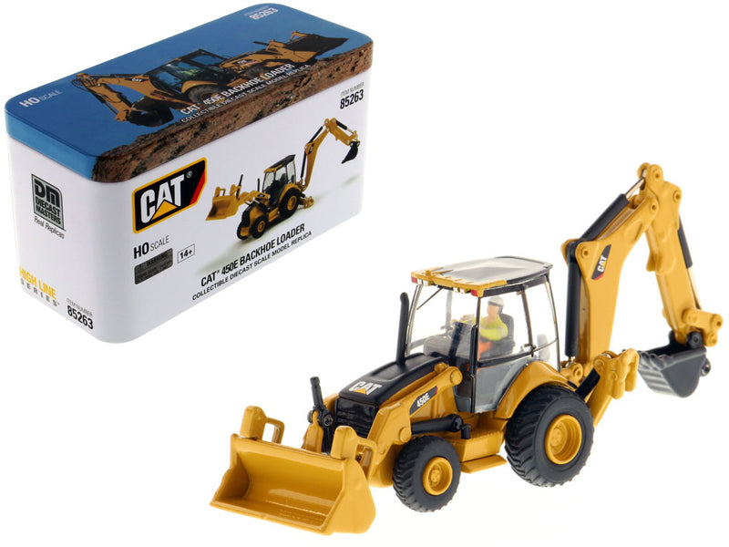  CAT Caterpillar 450E Backhoe Loader with Operator 'High Line' Series 1/87 (HO) Scale Diecast Model by Diecast Masters