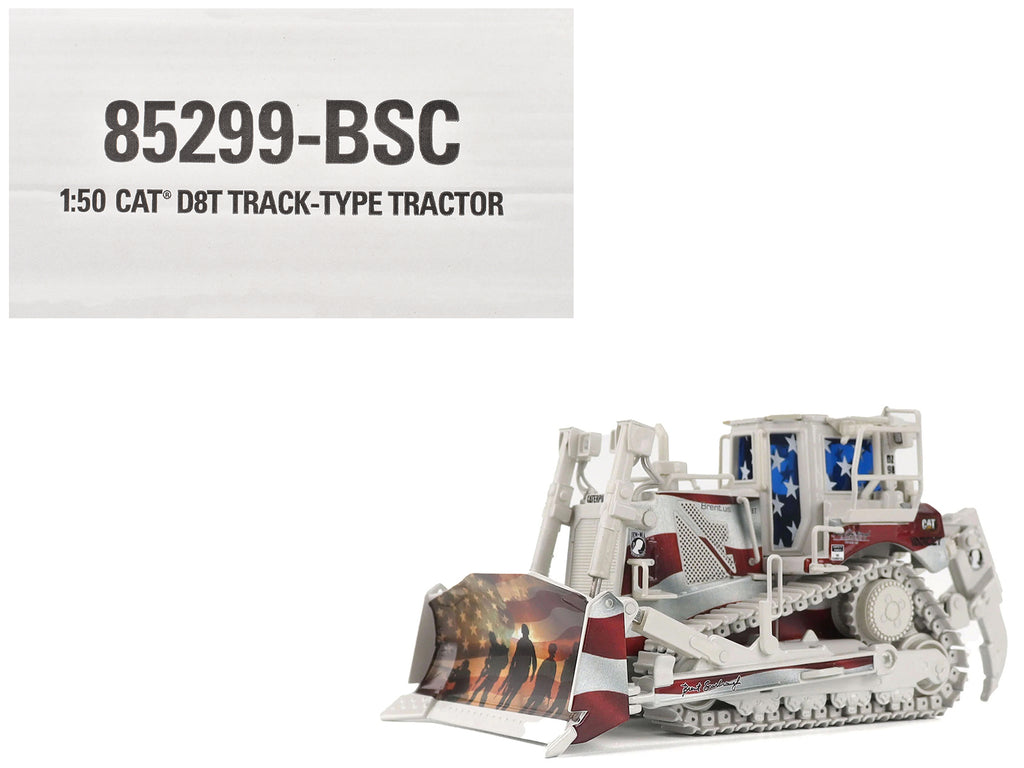 CAT Caterpillar D8T Track Type Tractor with Single Shank Ripper 'Brent Scarbrough & Co.' Patriotic Livery 'High Line' Series 1/50 Diecast Model by Diecast Masters