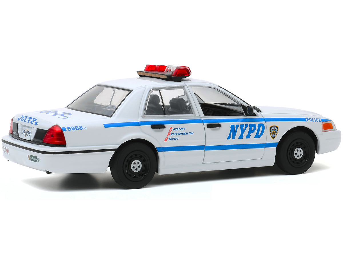 2011 Ford Crown Victoria Police Interceptor 'New York City Police Department' (NYPD) White 'Hot Pursuit' Series 1/24 Diecast Model Car by Greenlight