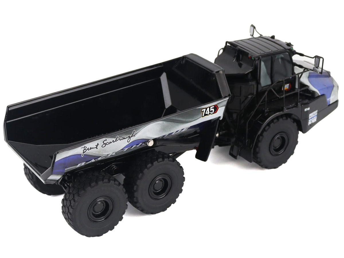 CAT Caterpillar 745 Articulated Dump Truck 'Brent Scarbrough & Co. - Back the Blue' Black with Graphics 'High Line' Series 1/50 Diecast Model by Diecast Masters