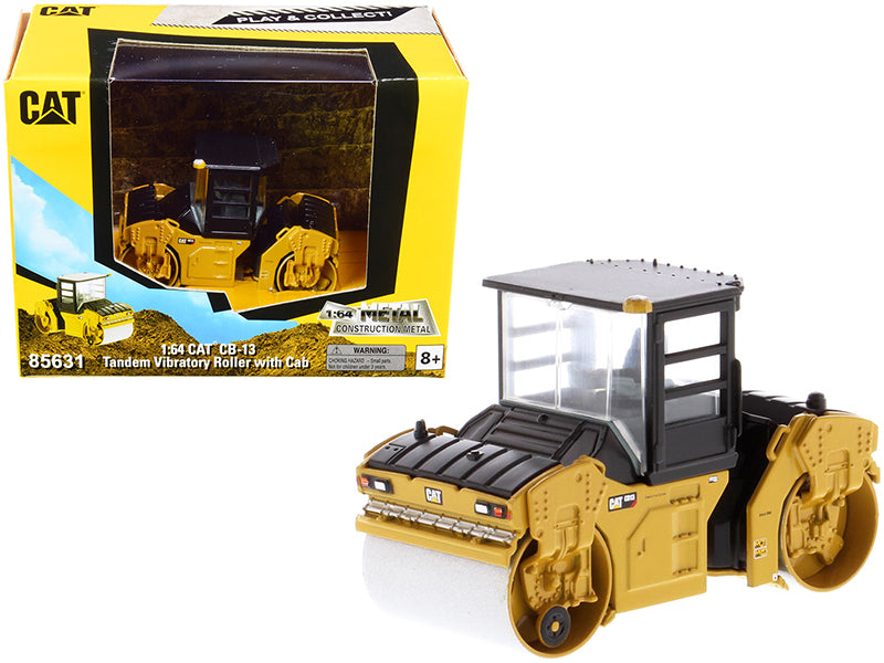 CAT Caterpillar CB-13 Tandem Vibratory Roller with Cab 'Play & Collect!' Series 1/64 Diecast Model by Diecast Masters