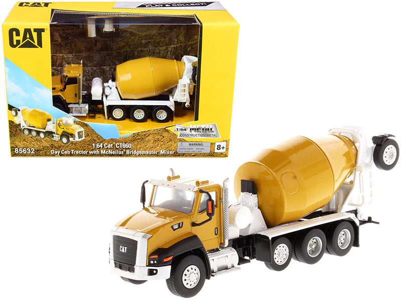CAT Caterpillar CT660 Day Cab Tractor with McNeilus Bridgemaster Concrete Mixer 'Play & Collect!' Series 1/64 Diecast Model by Diecast Masters