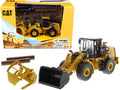 CAT Caterpillar 950M Wheel Loader with Bucket and Log Fork with Two Log Poles 'Play & Collect!' 1/64 Diecast Model by Diecast Masters