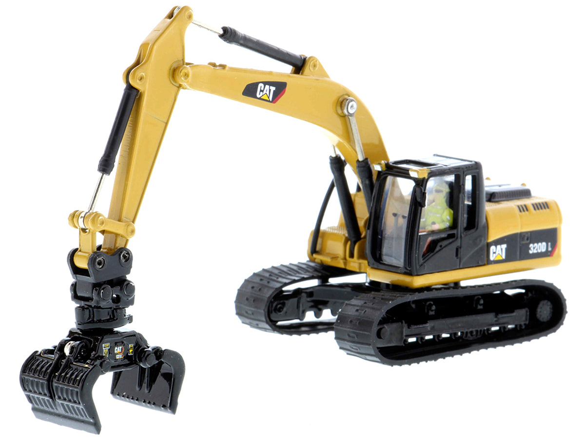 CAT Caterpillar 320D L Hydraulic Excavator with Multiple Work Tools and Operator 'High Line' Series 1/87 (HO) Scale Diecast Model by Diecast Masters