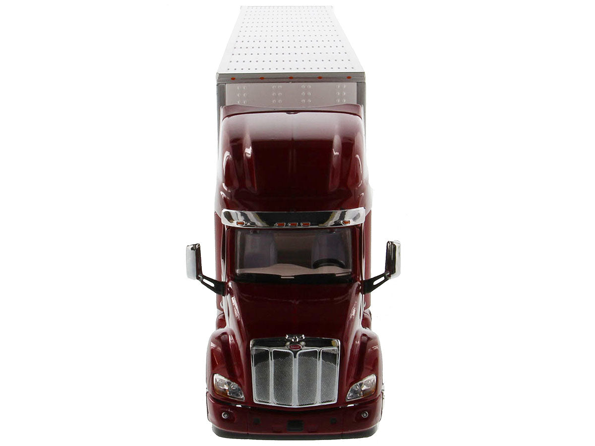 Peterbilt 579 UltraLoft Truck Tractor Red with 'CAT Caterpillar' Mural Dry Van Trailer 'Transport Series' 1/50 Diecast Model by Diecast Masters