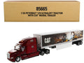 Peterbilt 579 UltraLoft Truck Tractor Red with 'CAT Caterpillar' Mural Dry Van Trailer 'Transport Series' 1/50 Diecast Model by Diecast Masters
