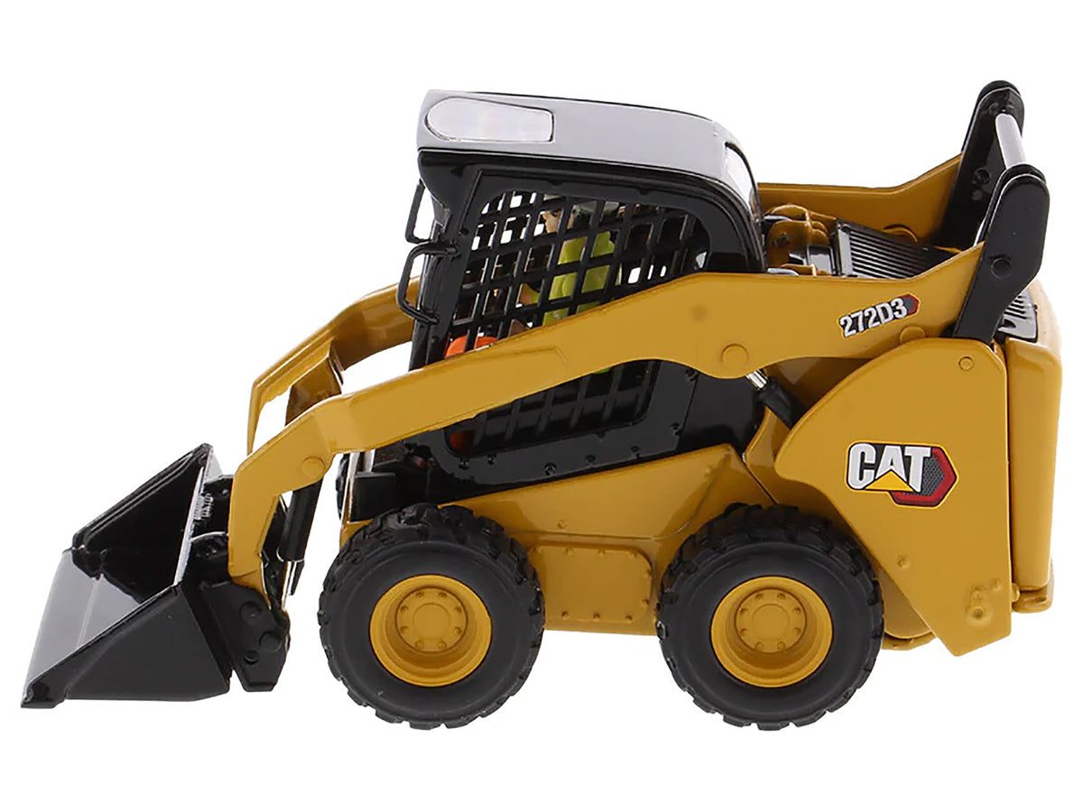 CAT Caterpillar 272D3 Skid Steer Loader with Operator Yellow 'High Line' Series 1/32 Diecast Model by Diecast Masters