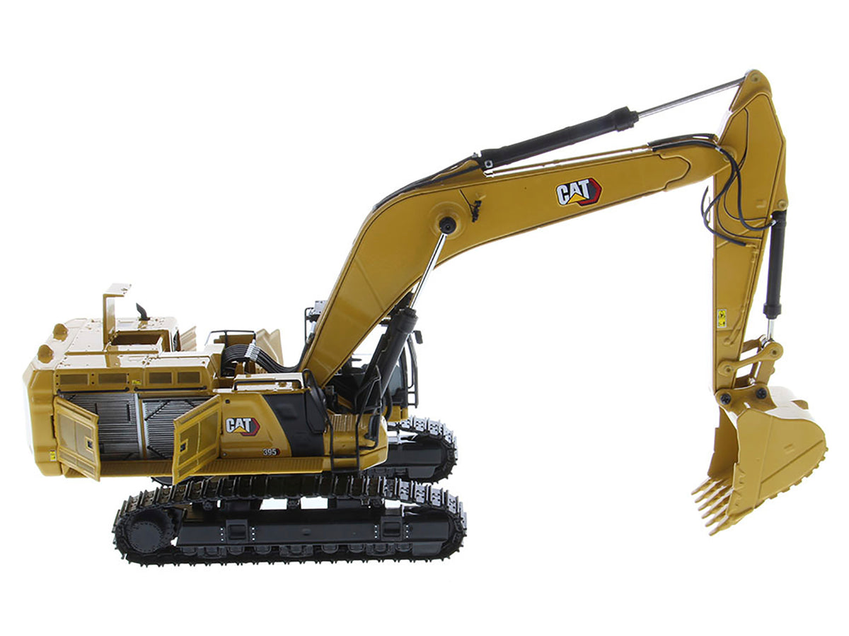 CAT Caterpillar 395 Next Generation Hydraulic Excavator (General Purpose Version) Yellow with Operator and Additional Tools 'High Line' Series 1/50 Diecast Model by Diecast Masters