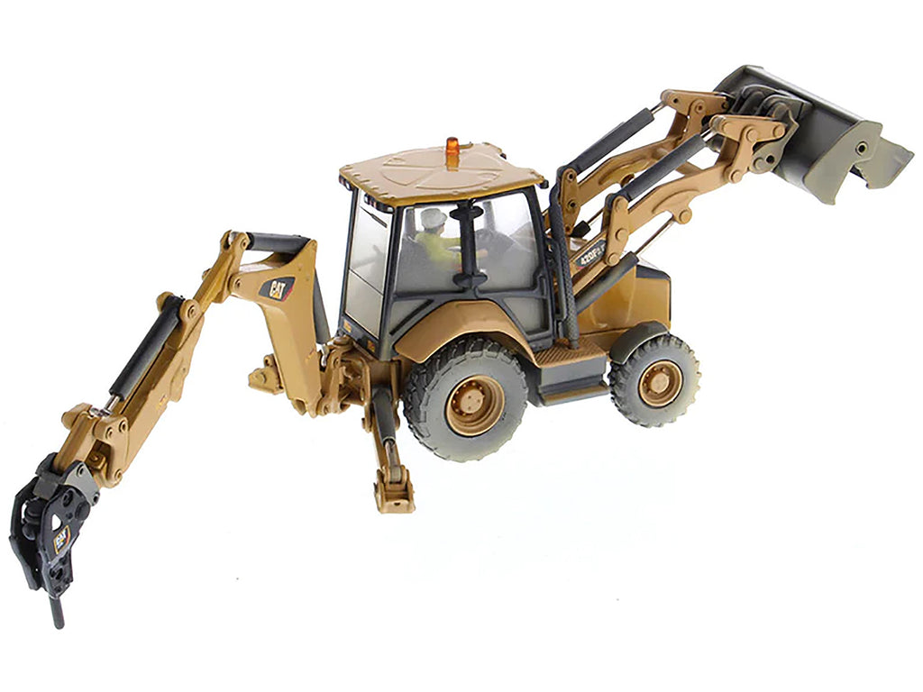 CAT Caterpillar 420F2 IT Backhoe Loader with Operator Yellow 'Weathered Series' 1/50 Diecast Model by Diecast Masters