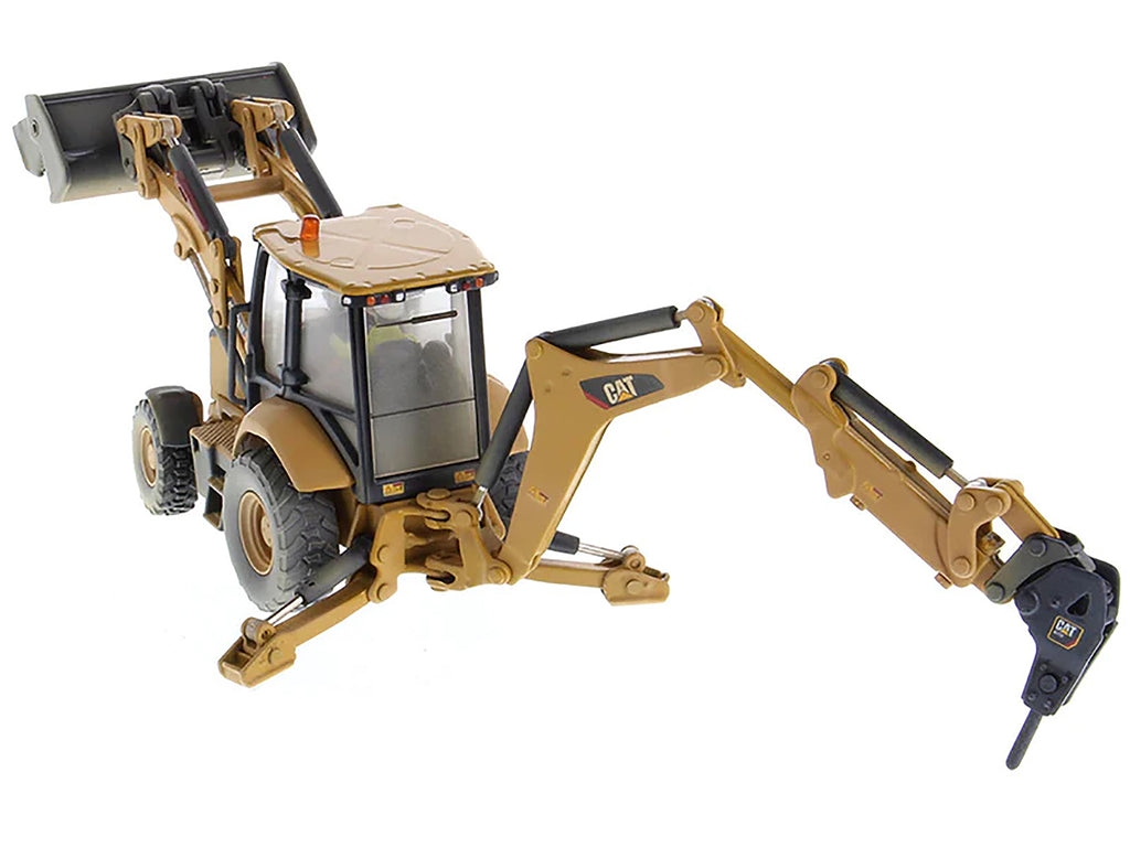 CAT Caterpillar 420F2 IT Backhoe Loader with Operator Yellow 'Weathered Series' 1/50 Diecast Model by Diecast Masters
