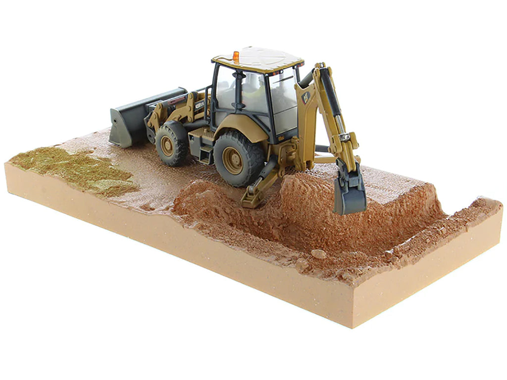 CAT Caterpillar 420F2 IT Backhoe Loader with Operator Yellow 'Weathered Series' 1/50 Diecast Model by Diecast Masters