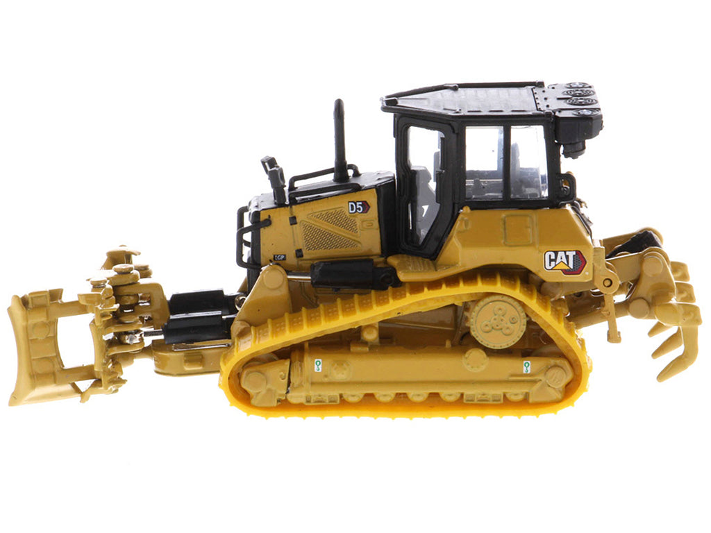 CAT Caterpillar D5 Track-Type Dozer Yellow with Fine Grading Undercarriage and Foldable Blade 'High Line Series' 1/87 (HO) Scale Diecast Model by Diecast Masters