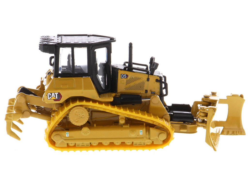 CAT Caterpillar D5 Track-Type Dozer Yellow with Fine Grading Undercarriage and Foldable Blade 'High Line Series' 1/87 (HO) Scale Diecast Model by Diecast Masters
