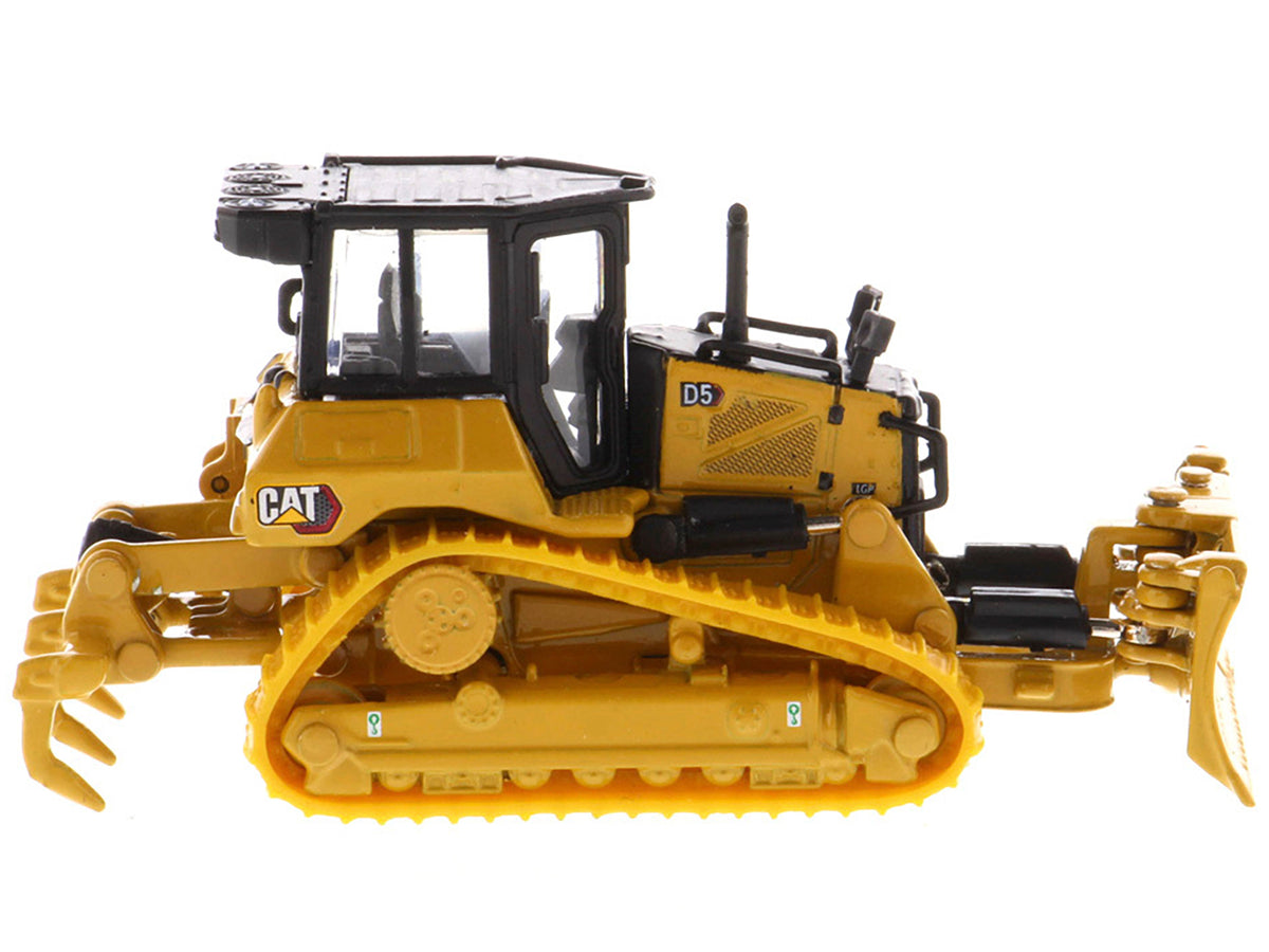CAT Caterpillar D5 Track-Type Dozer Yellow with Fine Grading Undercarriage and Foldable Blade 'High Line Series' 1/87 (HO) Scale Diecast Model by Diecast Masters